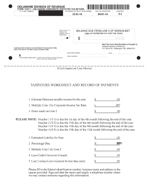 Delaware Corporate Tentative Tax Return