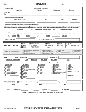 Iowa Vehicle Registration Application