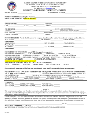 Gaston County Residential Building Permit Application