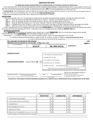 Delaware Amended Gross Receipts Tax Return