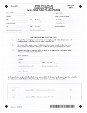 Delaware Wholesale Exemption Certificate