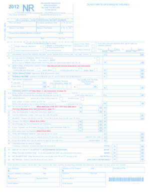 Delaware Non-Resident Income Tax Return