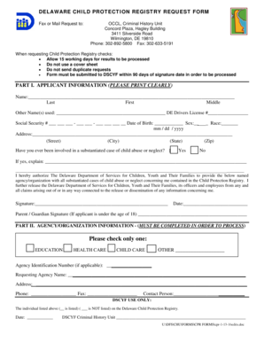 Delaware Child Protection Registry Request Form