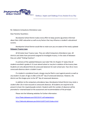Delaware Compulsory Attendance Laws Notice