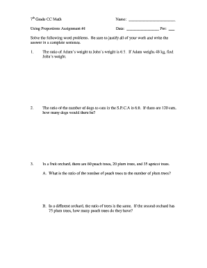 Grade 7 Math Proportions Assignment