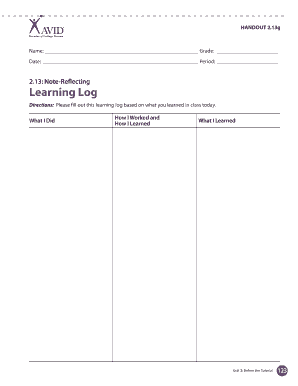 Learning Log Template
