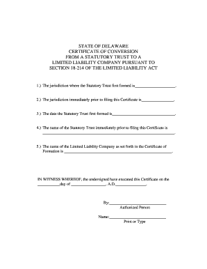 Delaware Certificate of Conversion to LLC