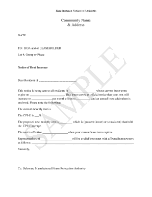 Rent Increase Notice to Residents