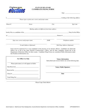 Delaware Candidate Filing Form