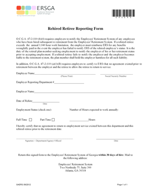 G4ERS Rehired Retiree Reporting Form