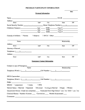 Program Participant Information Form