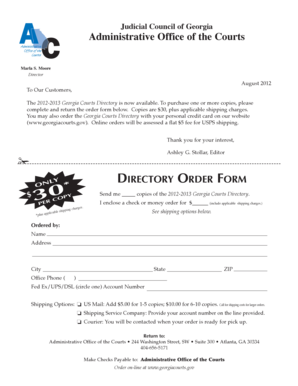 Georgia Courts Directory Order Form