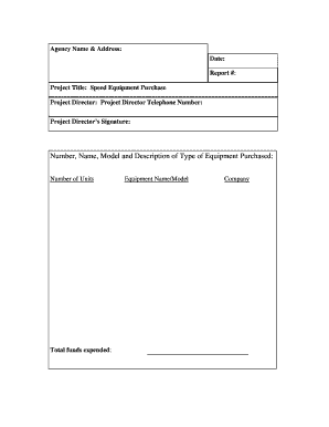 Equipment Purchase Report