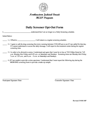 Daily Screener Opt-Out Form