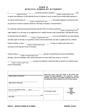 Specific Power of Attorney for Medical License