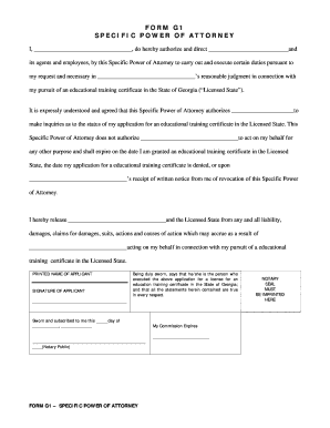Specific Power of Attorney for Educational Training Certificate
