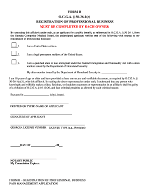 Georgia Professional Business Registration Form