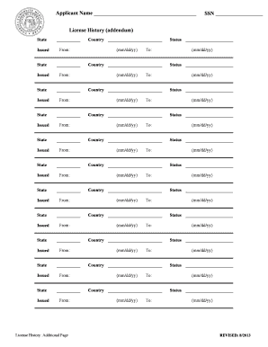 License History Form