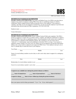 Request and Certification of Qualifying Exigency for Military Family Leave