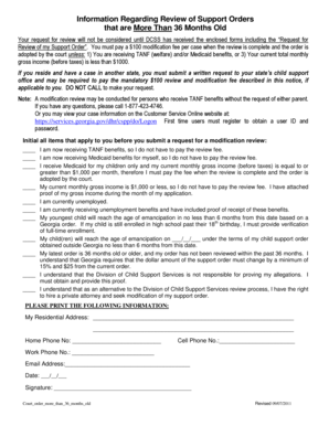 Request for Review of Support Order
