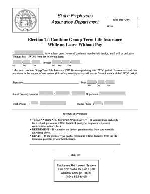 Election to Continue Group Term Life Insurance