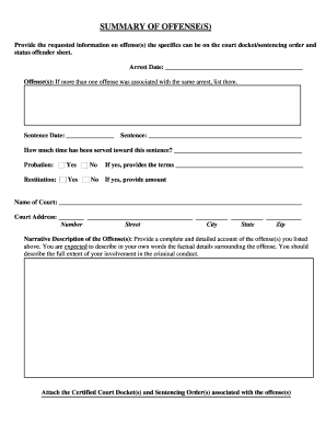Court Offense Summary Form