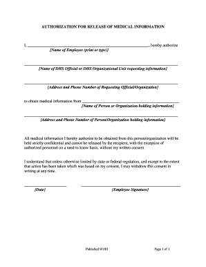 Authorization for Release of Medical Information