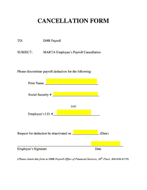 MARTA Employee Payroll Cancellation Form