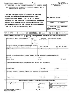 Application for Supplemental Security Income (SSI)