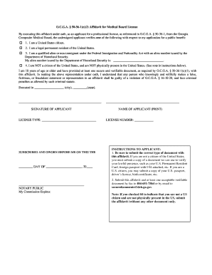 Georgia Medical Board License Affidavit