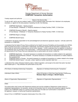 Georgia Compass Transaction Authorization