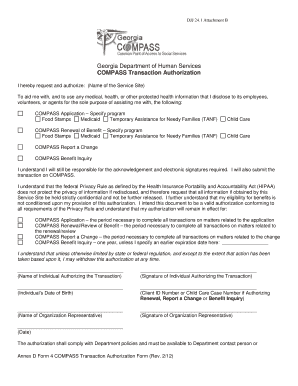 Georgia Compass Transaction Authorization Form