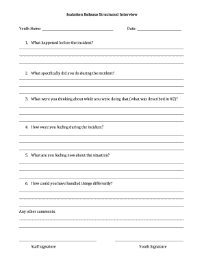 Isolation Release Structured Interview Form
