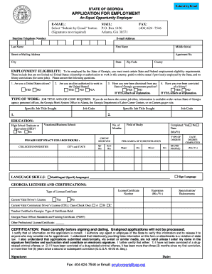 Georgia State Employment Application