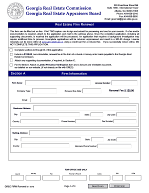 Georgia Real Estate Firm Renewal