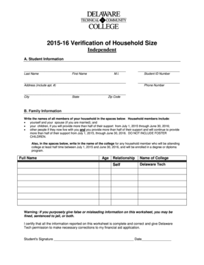 2015-16 Verification of Household Size