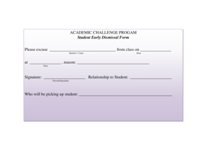 Student Early Dismissal Form