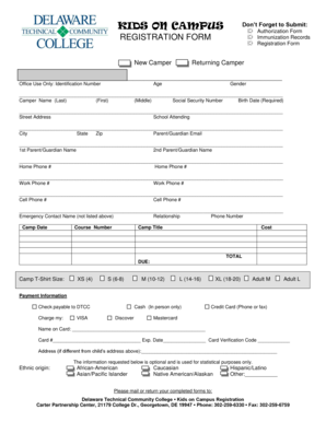Kids on Campus Registration Form