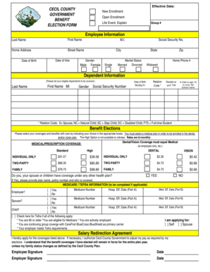 Cecil County Employee Benefit Enrollment Form