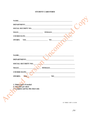 Student Card Form