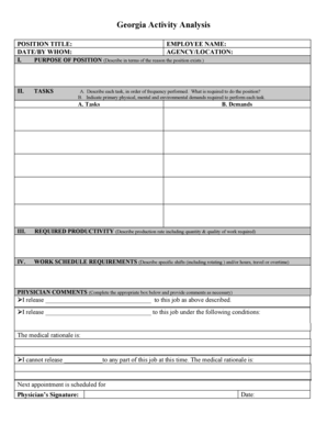 Georgia Activity Analysis Form