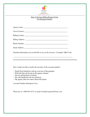 Georgia Billing Request Form