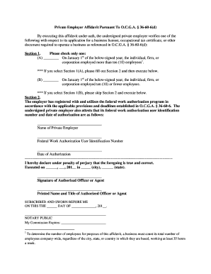Private Employer Affidavit