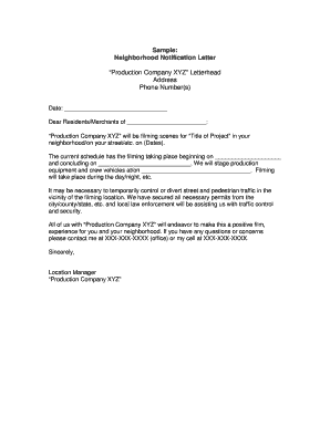 Neighborhood Notification Letter