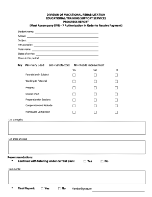 Educational Training Support Services Progress Report