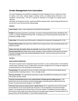 Vendor Management Form