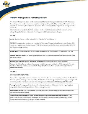Vendor Management Form