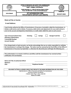 Georgia EFT Authorization Form