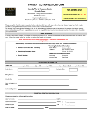 Georgia World Congress Center Payment Authorization Form