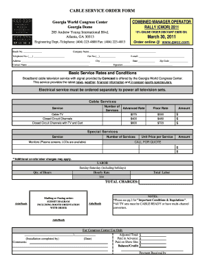 Cable Service Order Form